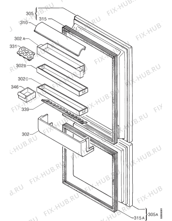 Взрыв-схема холодильника Zanussi ZFK23/11LR - Схема узла Door 003